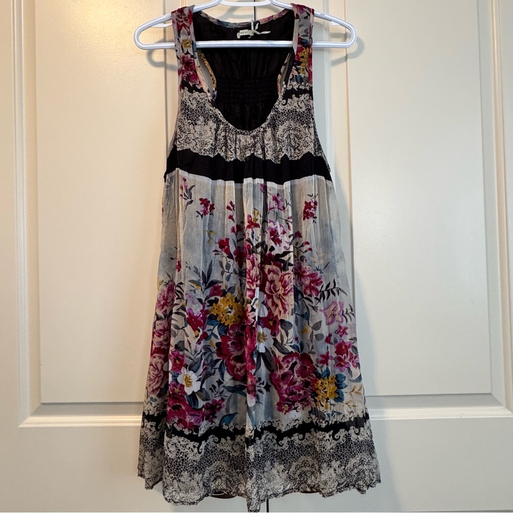 Kimchi Blue Bohemian Floral 2010s Mini Babydoll Sleeveless Pullover Dress Sz L